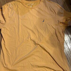 Mens Nautica Shirt 2XL Orange Blue Sail‎ Logo T Shirt SIze XXL